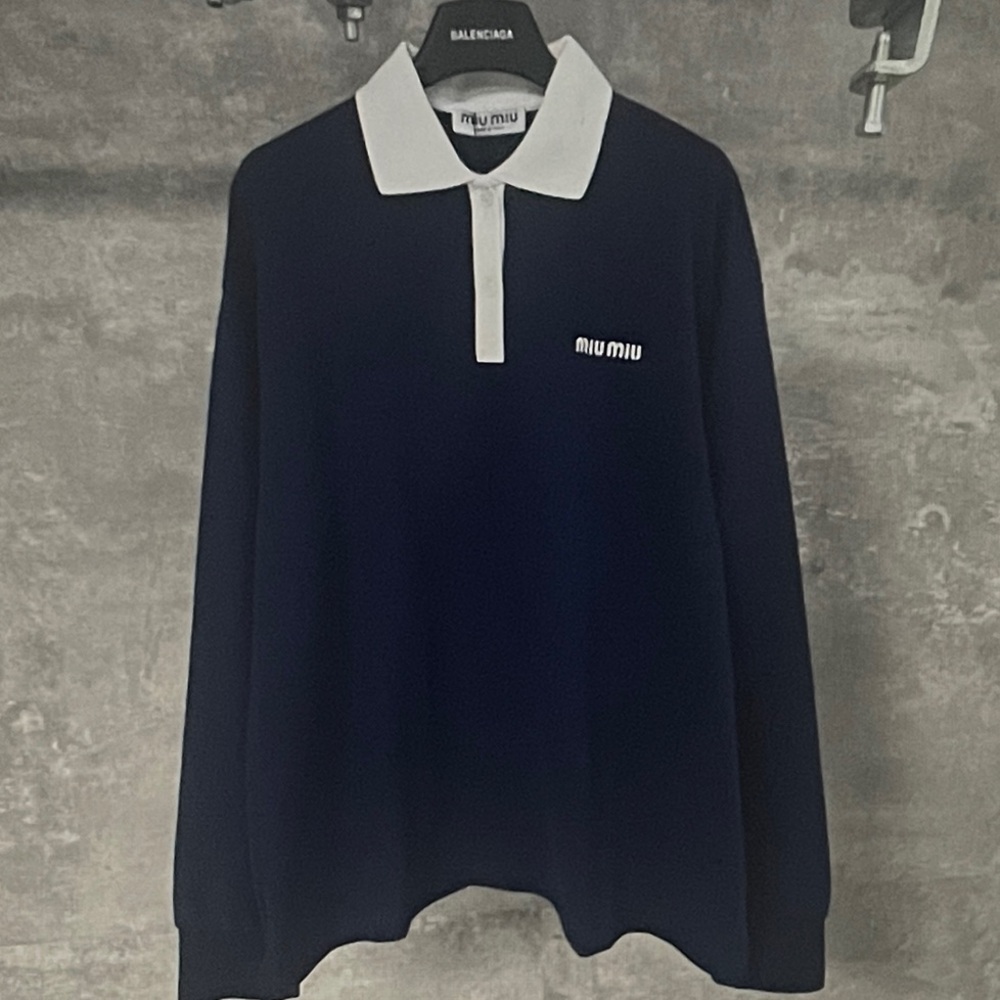 Miu Miu Dark Blue Polo with White Collar